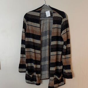 Chic Striped Open Cardigan